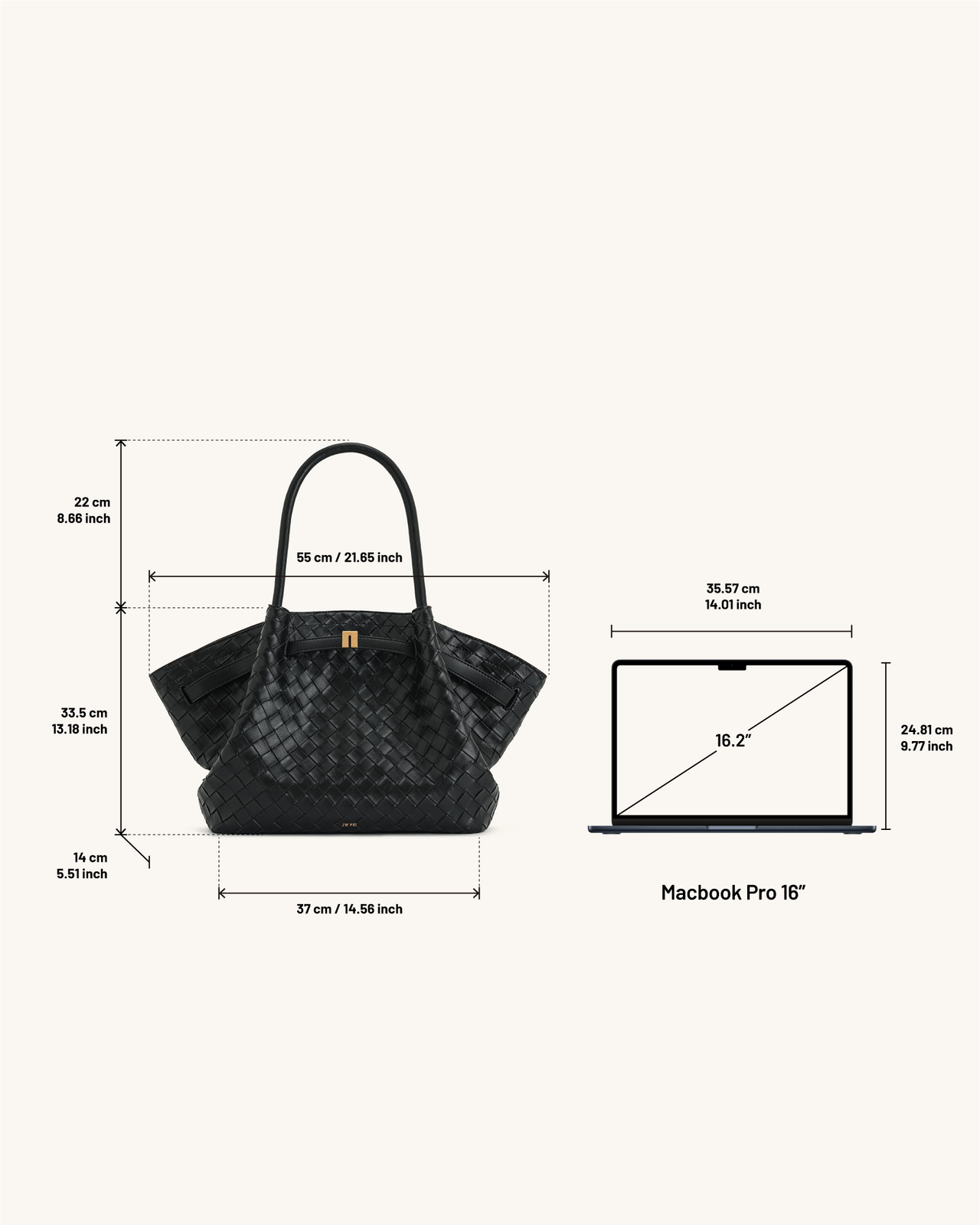 Hana Grand sac fourre-tout texture tissée - Noir