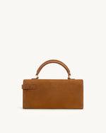 Sac à poignée supérieure Keyla en suédine synthétique – Marron