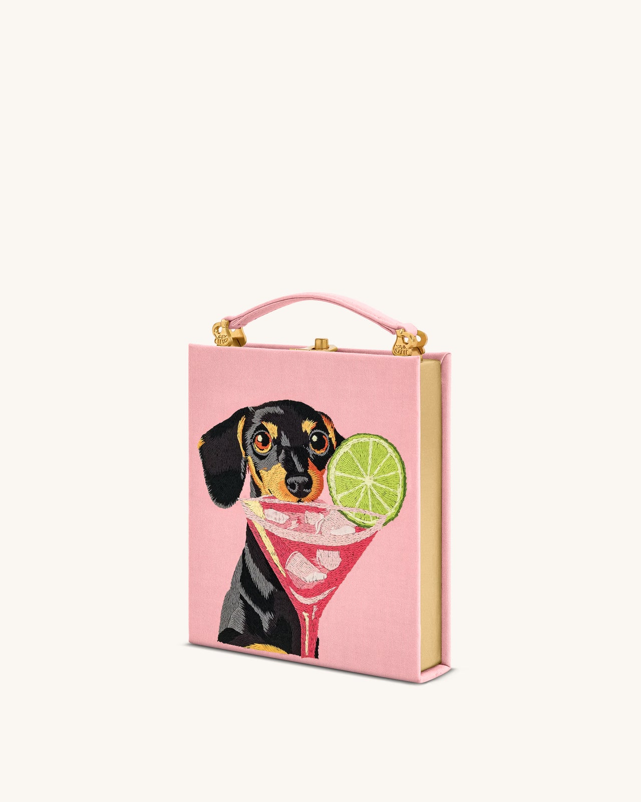 Pochette en forme de livre à motif chiot Taya - Rose