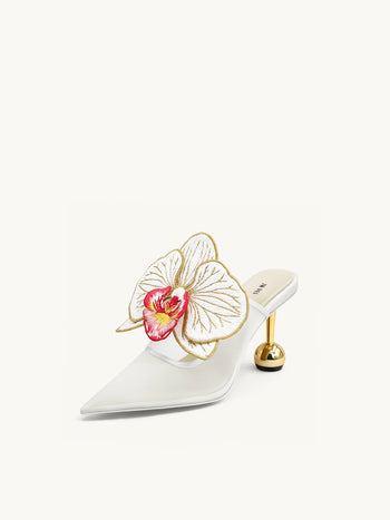 Sofia Mules à talons sphériques Orchidée - Blanc