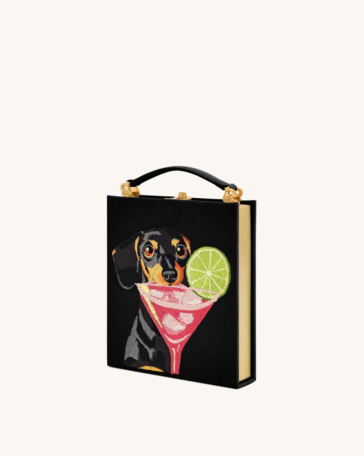 Taya Pochette en Forme de Livre Motif Chiot – Noir