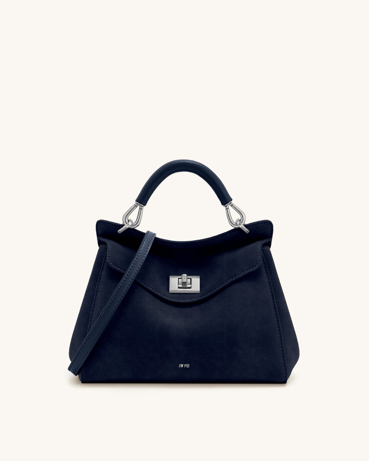 Sac à main classique en suédine Lucia – Bleu marine