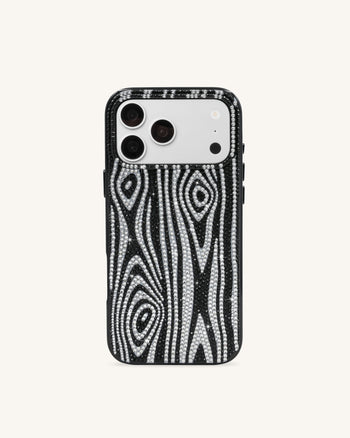 Coque de téléphone à strass motif zèbre - Noir