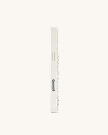 Coque de téléphone cygne ornée de perles - Blanc