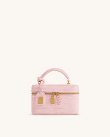 Cleo Sac boîte à poignée supérieure - Rose clair façon croco