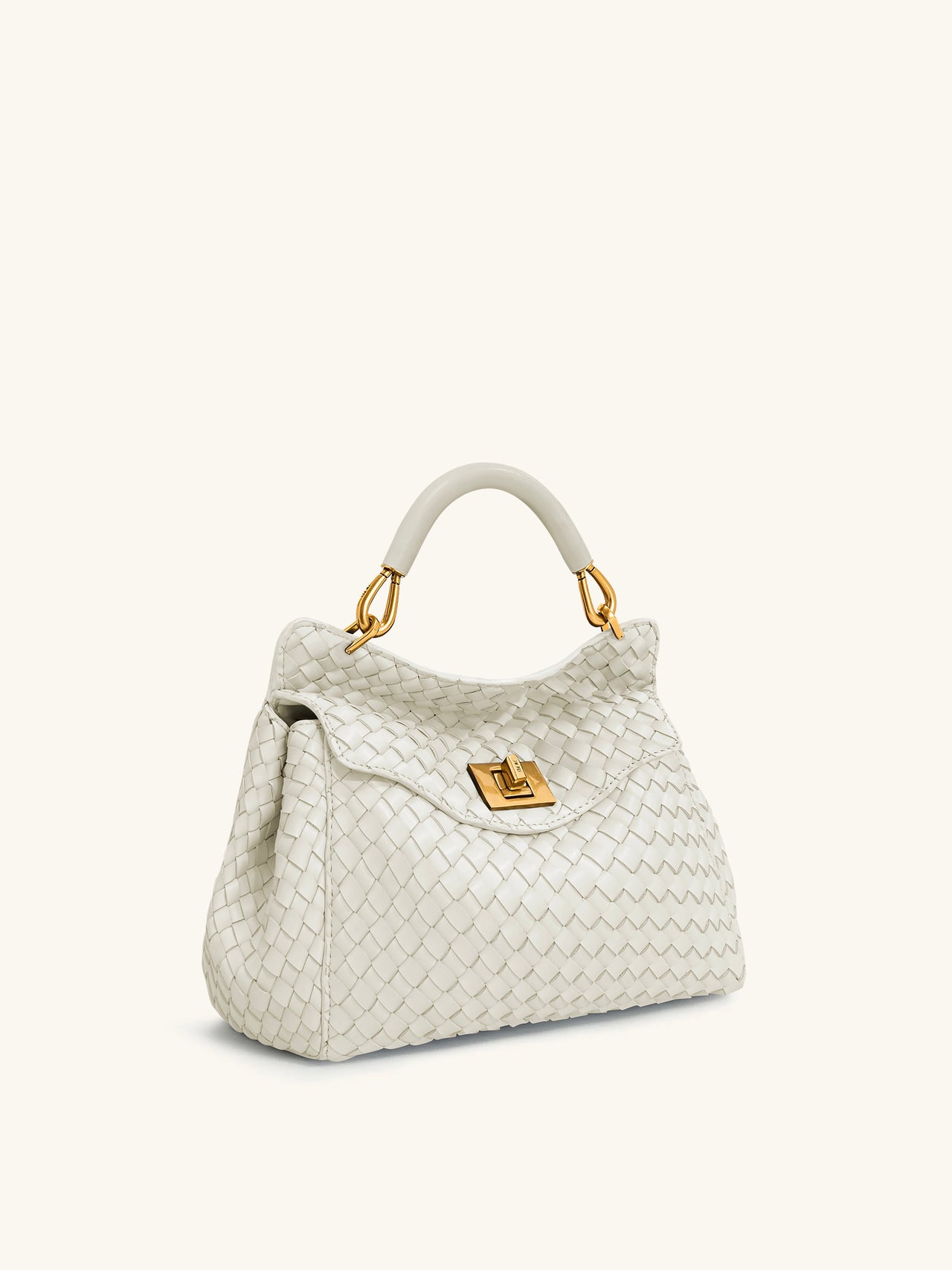 Sac tressé classique à poignée Lucia – Blanc