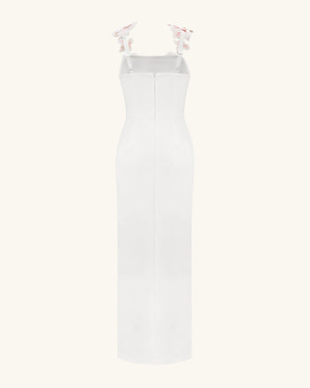 Robe brodée de fleurs - Blanc/Rose