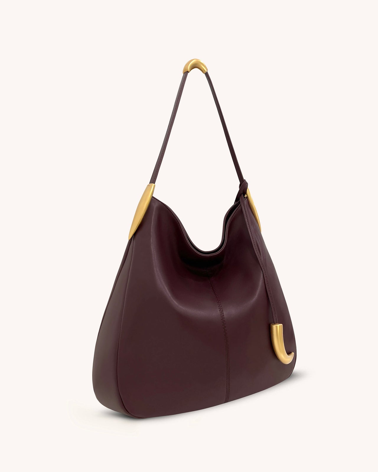 Sac hobo Nina avec breloque en métal – Bordeaux