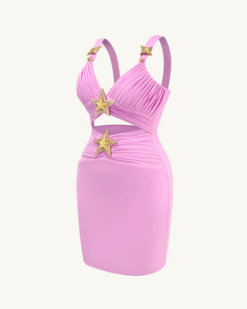 Robe mini avec détails étoilés – Rose