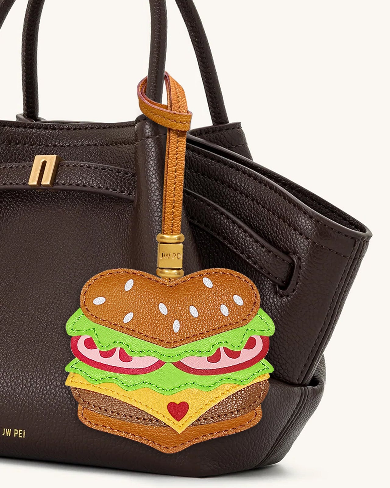 Breloque sac Burger - Marron