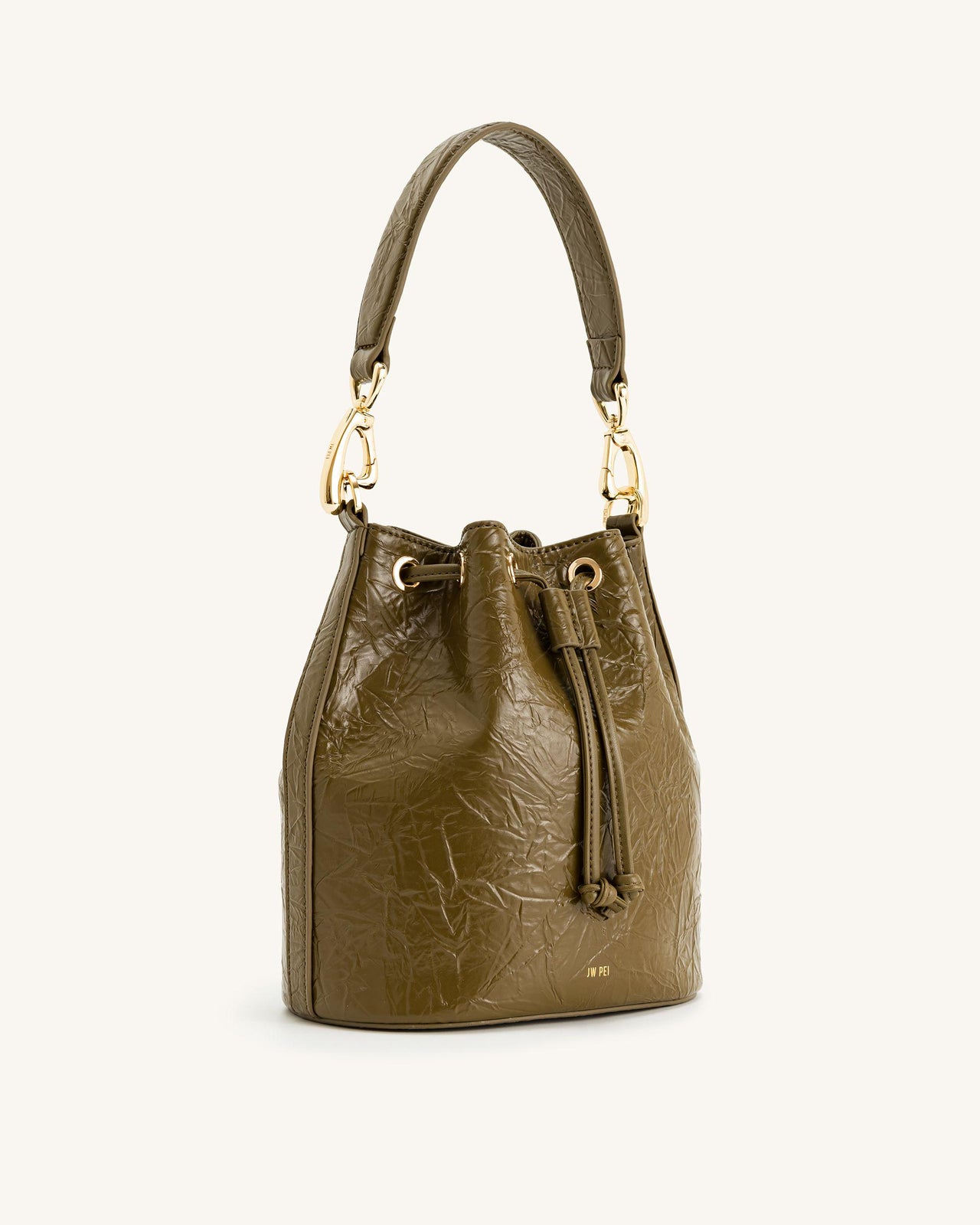 Sac seau froissé Yulia - Olive foncé