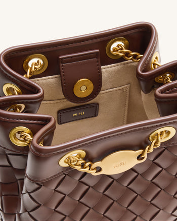 Sac seau tissé main Yara – Marron foncé