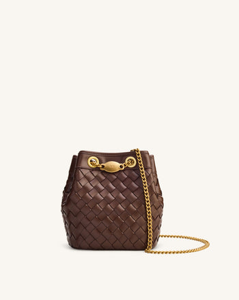 Sac seau tissé main Yara – Marron foncé