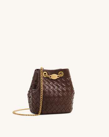 Sac seau tissé main Yara – Marron foncé