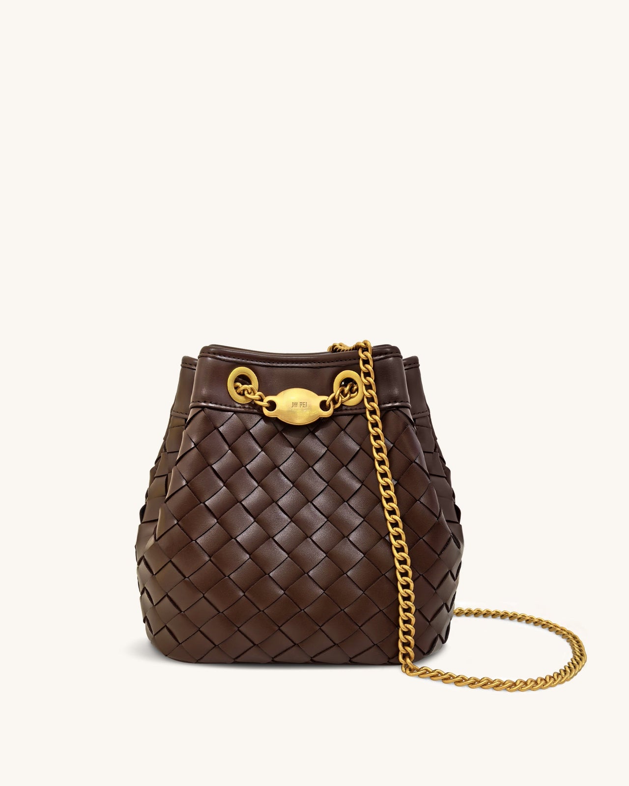 Sac seau tissé main Yara – Marron foncé