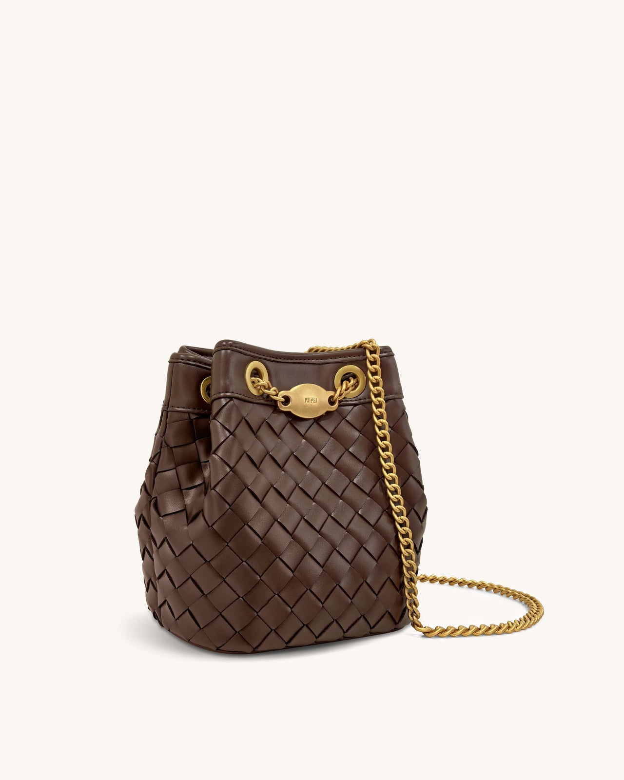 Sac seau tissé main Yara – Marron foncé