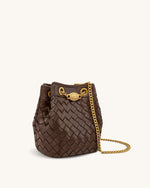 Sac seau tissé main Yara – Marron foncé
