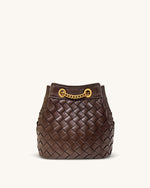 Sac seau tissé main Yara – Marron foncé