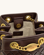 Sac seau tissé main Yara – Marron foncé