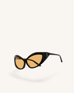 Lunettes de soleil à monture en forme de chat Clarissa - Noir