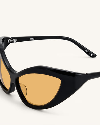 Lunettes de soleil à monture en forme de chat Clarissa - Noir