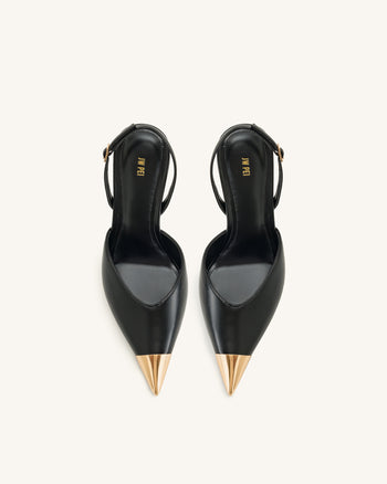 Escarpins slingback Savannah à bout doré - Noir