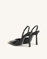 Escarpins slingback Savannah à bout doré - Noir