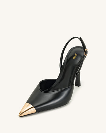 Escarpins slingback Savannah à bout doré - Noir