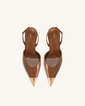 Escarpins slingback Savannah à bout doré - Marron