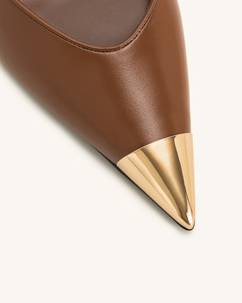 Escarpins slingback Savannah à bout doré - Marron