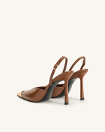 Escarpins slingback Savannah à bout doré - Marron