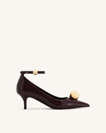 Escarpins à talons kitten avec boucle bijou - Rouge bordeaux