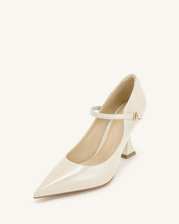 Thalina Escarpins en cuir verni – Beige