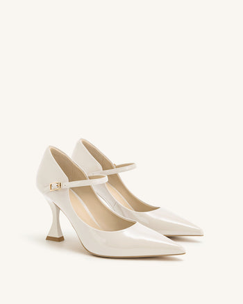 Thalina Escarpins en cuir verni – Beige