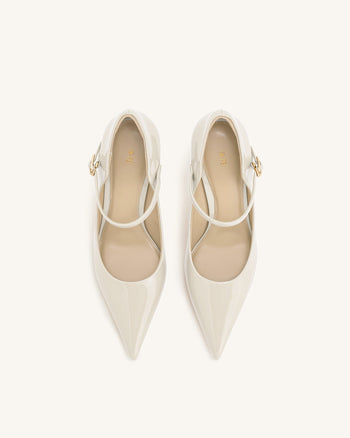 Thalina Escarpins en cuir verni – Beige