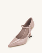 Thalina Escarpins en cuir verni – Rose poudré