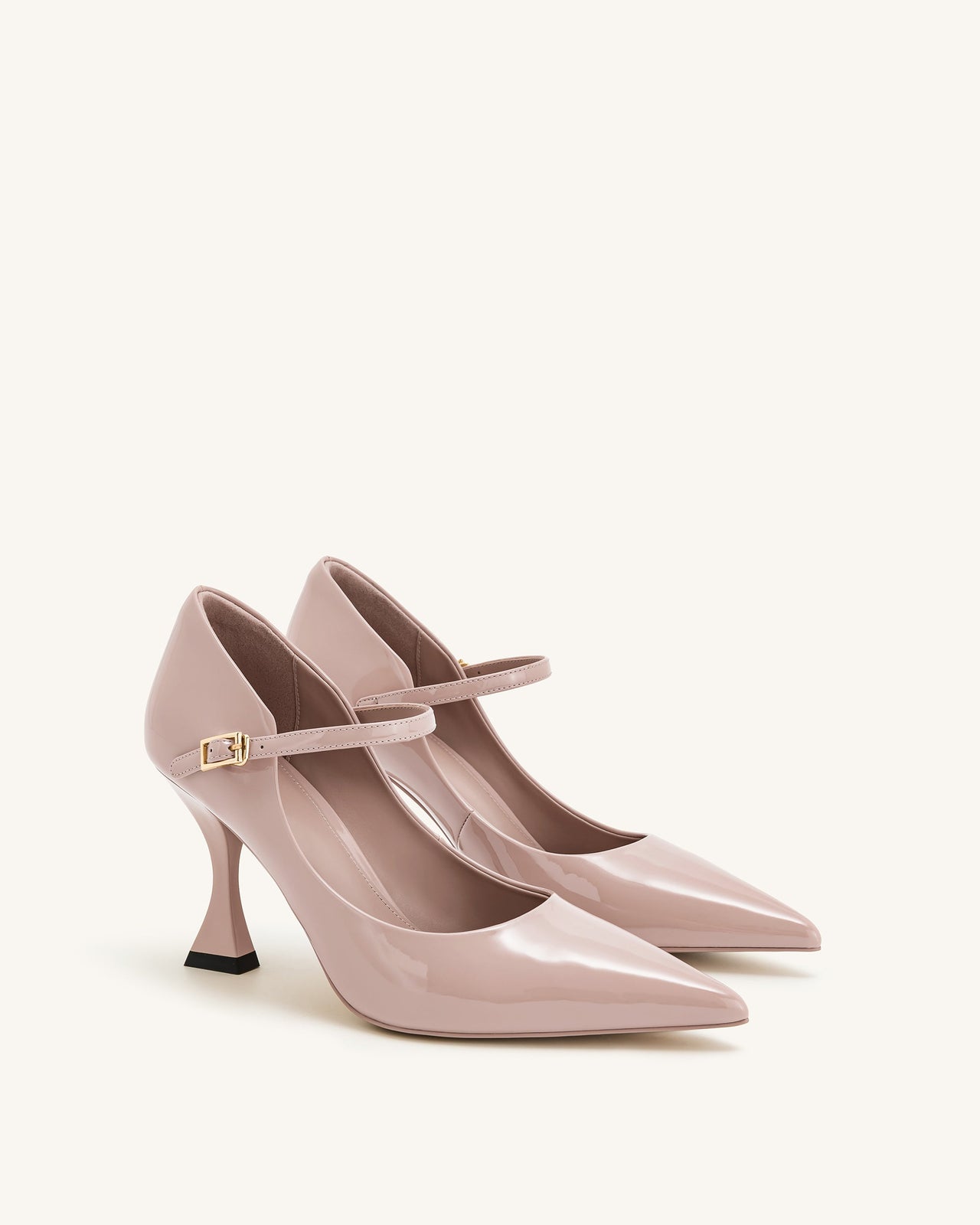 Thalina Escarpins en cuir verni – Rose poudré