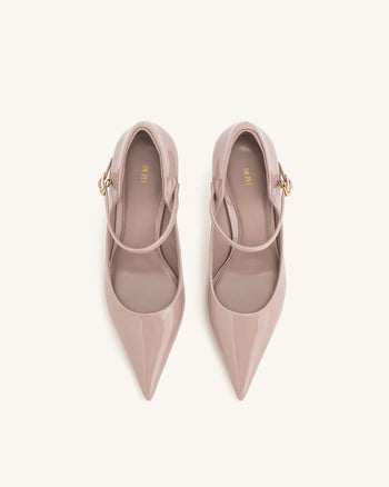 Thalina Escarpins en cuir verni – Rose poudré