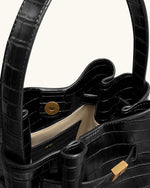 Clara Sac seau épaule avec détail cadenas - Croco Noir