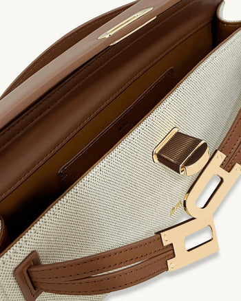 Sac à poignée rigide Bria – Toile marron
