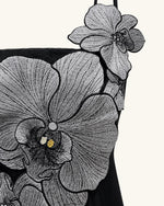 Robe courte à appliqués orchidée - Noir/Argent