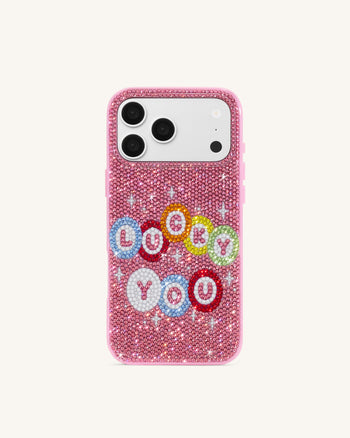 Lucky Coque de téléphone « You » en cristal artificiel - Rose