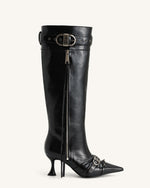 Bottes Nico à Fausse Fourrure Cloutées - Noir