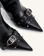 Bottes Nico à Fausse Fourrure Cloutées - Noir