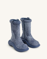Bottes de Pluie Zoie en Denim Gaufré - Bleu