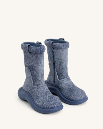 Bottes de Pluie Zoie en Denim Gaufré - Bleu
