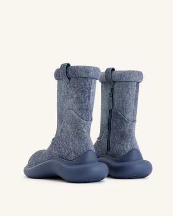 Bottes de Pluie Zoie en Denim Gaufré - Bleu