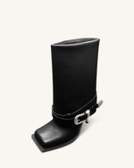 Emilia Bottines Western à boucle en cuir - Noir