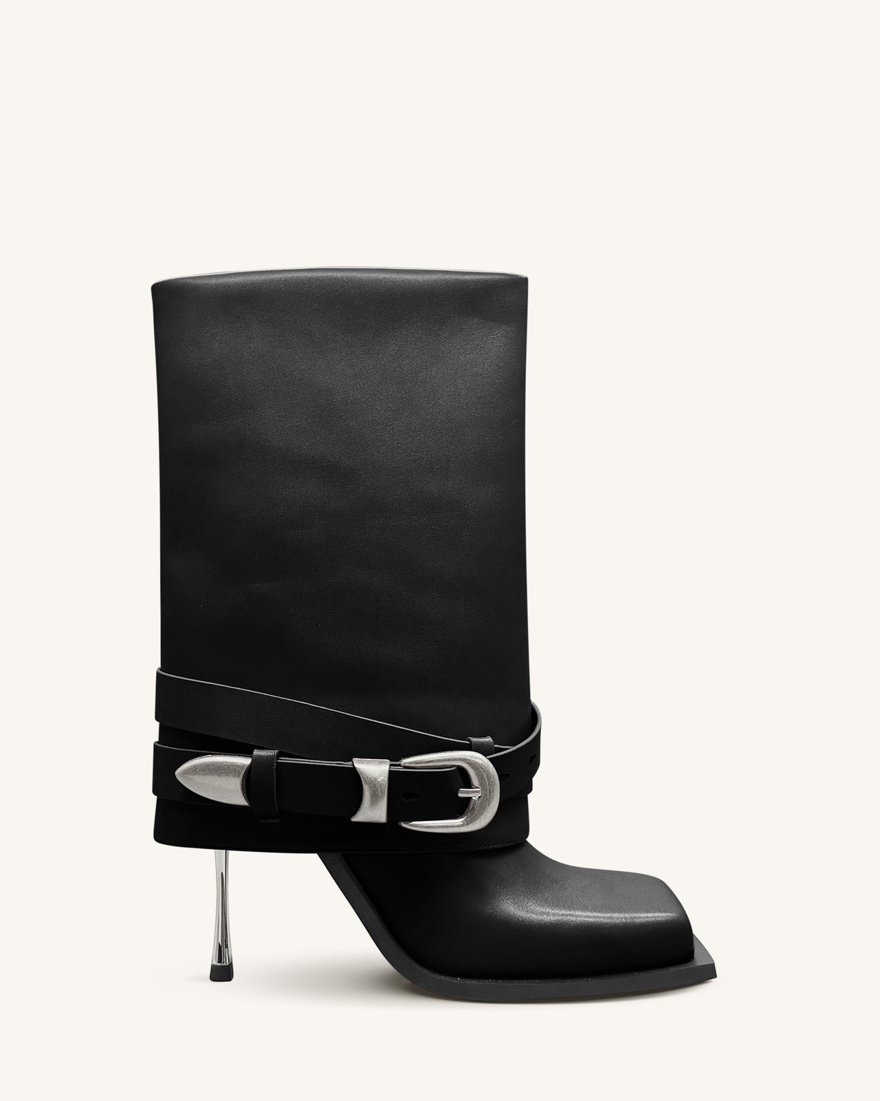Emilia Bottines Western à boucle en cuir - Noir