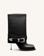 Emilia Bottines Western à boucle en cuir - Noir